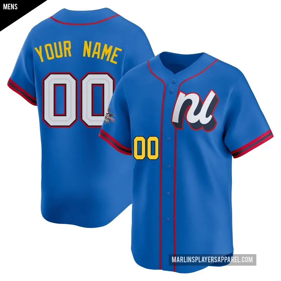 Men's Miami Marlins ＃00 Custom Limited Blue National League 2025 All-Star Edition Jersey