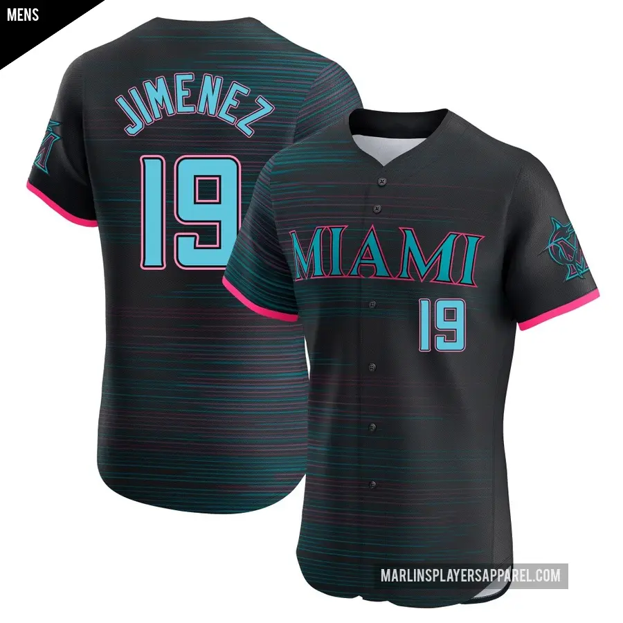 Men's Miami Marlins ＃19 Leo Jimenez Elite Black 2025 City Connect Jersey