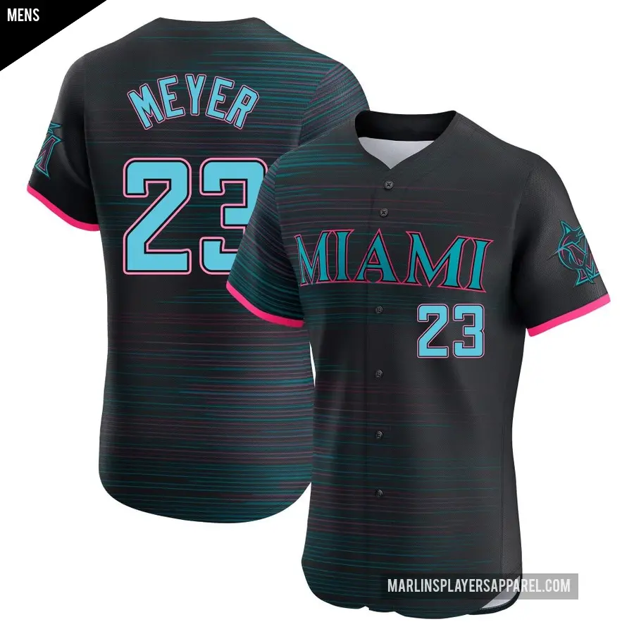 Men's Miami Marlins ＃23 Max Meyer Elite Black 2025 City Connect Jersey