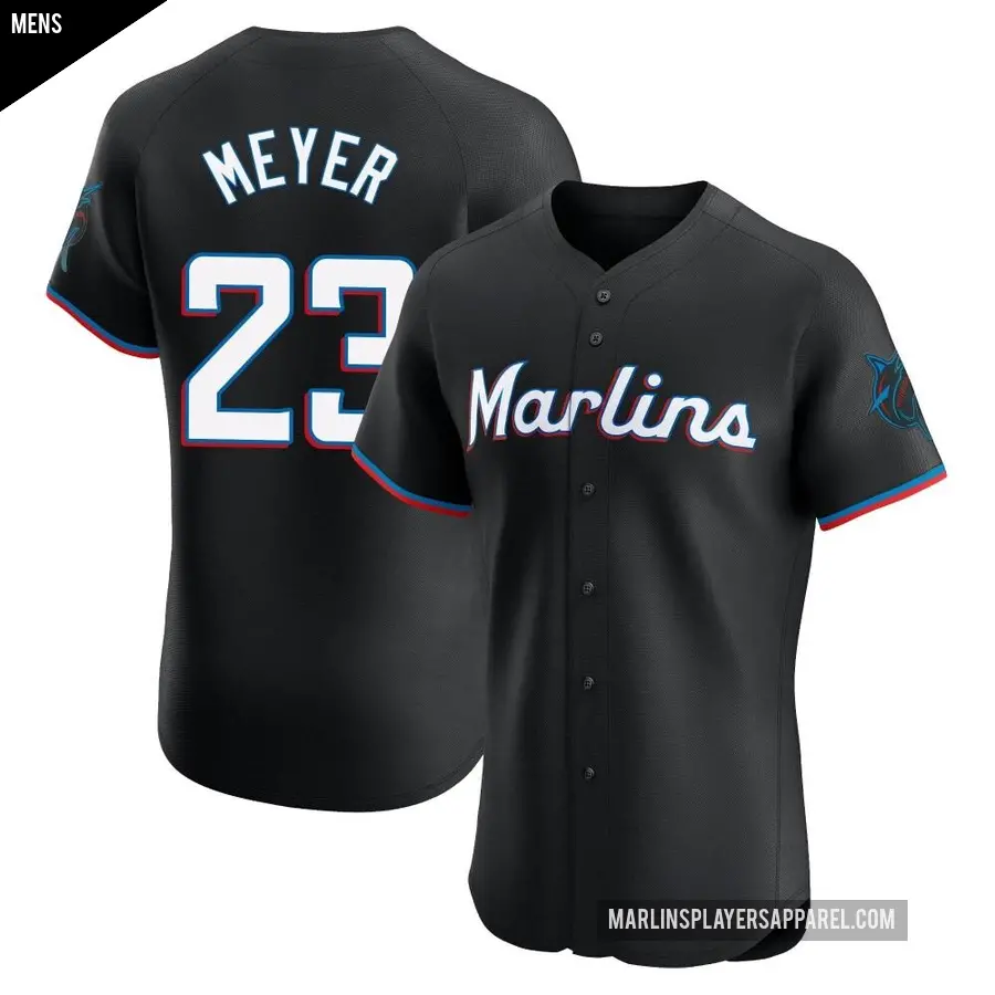 Men's Miami Marlins ＃23 Max Meyer Elite Black Alternate Vapor Premier Jersey