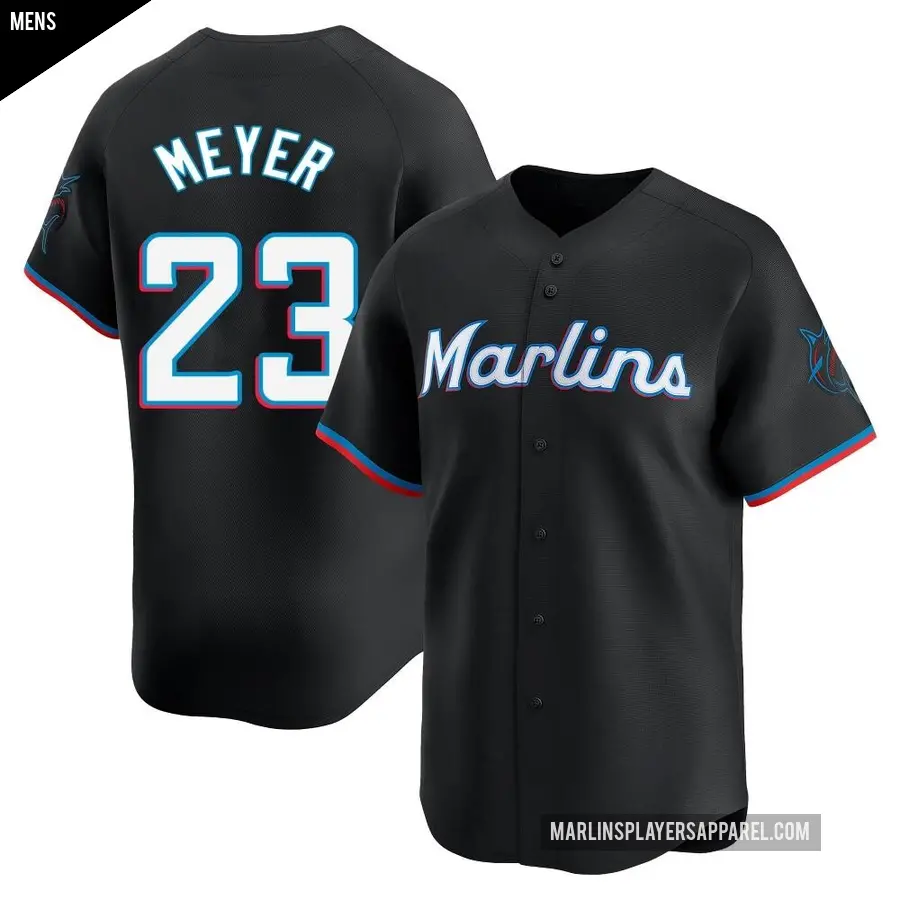 Men's Miami Marlins ＃23 Max Meyer Limited Black Alternate Jersey