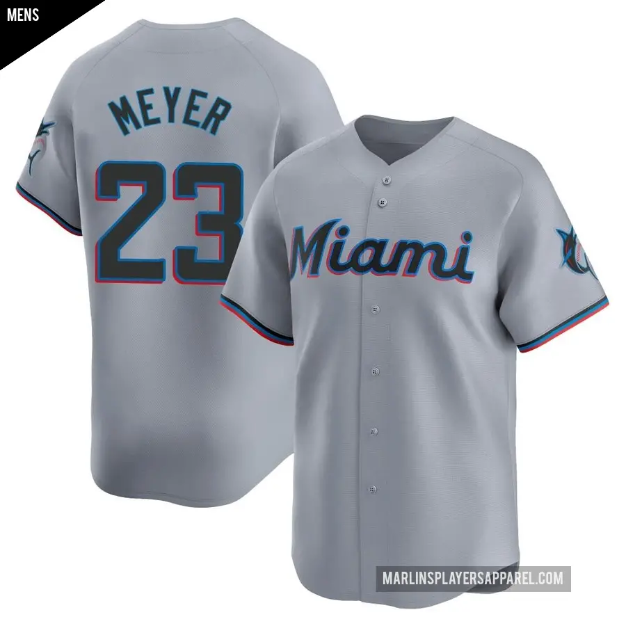 Men's Miami Marlins ＃23 Max Meyer Limited Gray Road Jersey