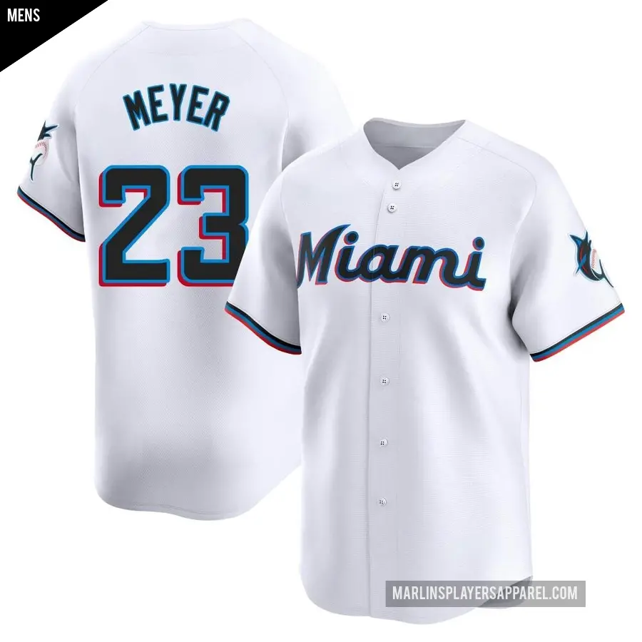 Men's Miami Marlins ＃23 Max Meyer Limited White Home Jersey