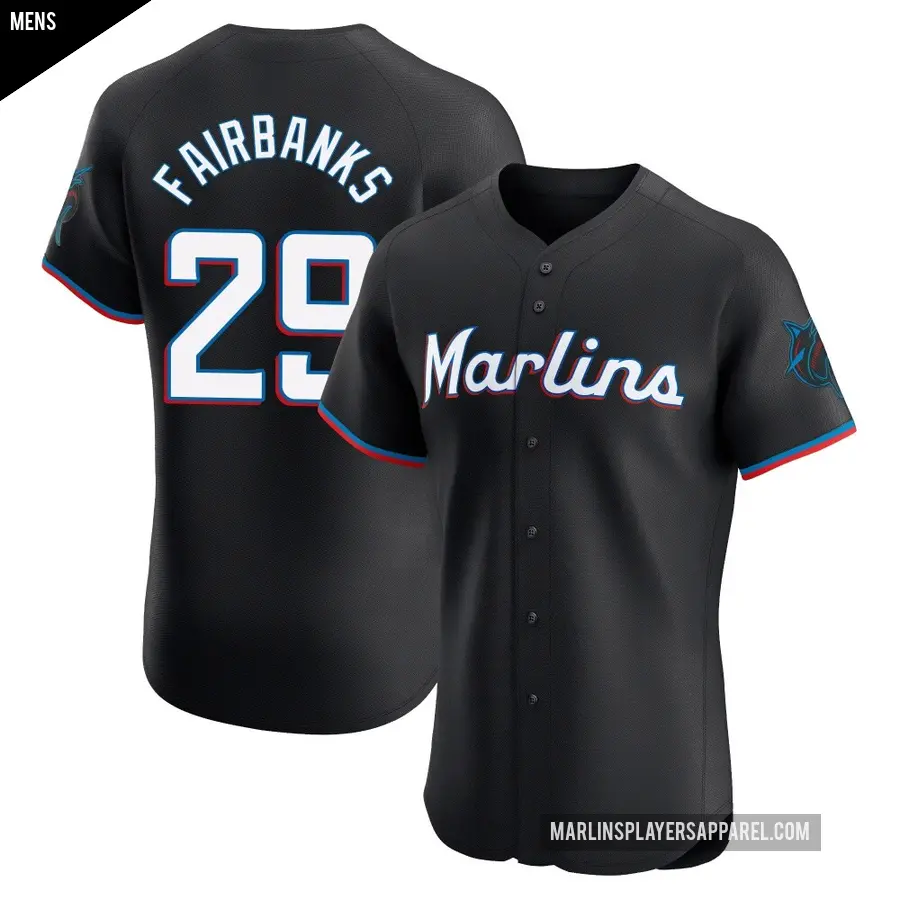 Men's Miami Marlins ＃29 Pete Fairbanks Elite Black Alternate Vapor Premier Jersey