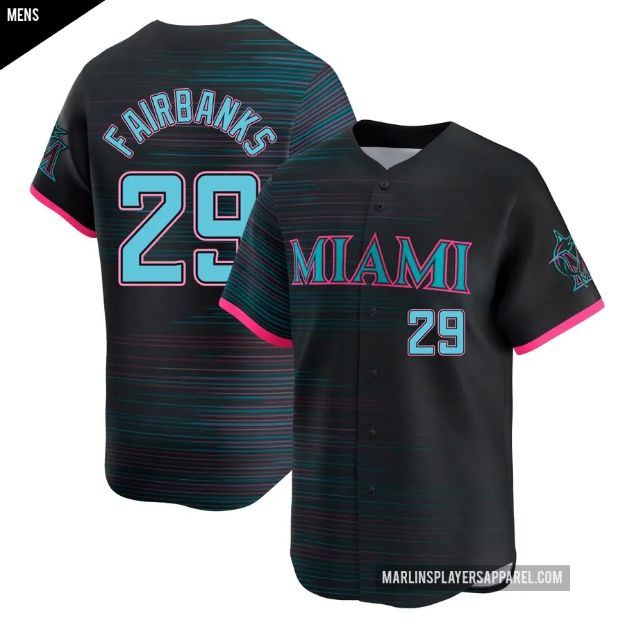 Men's Miami Marlins ＃29 Pete Fairbanks Limited Black 2025 City Connect Jersey