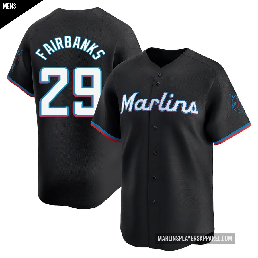 Men's Miami Marlins ＃29 Pete Fairbanks Limited Black Alternate Jersey