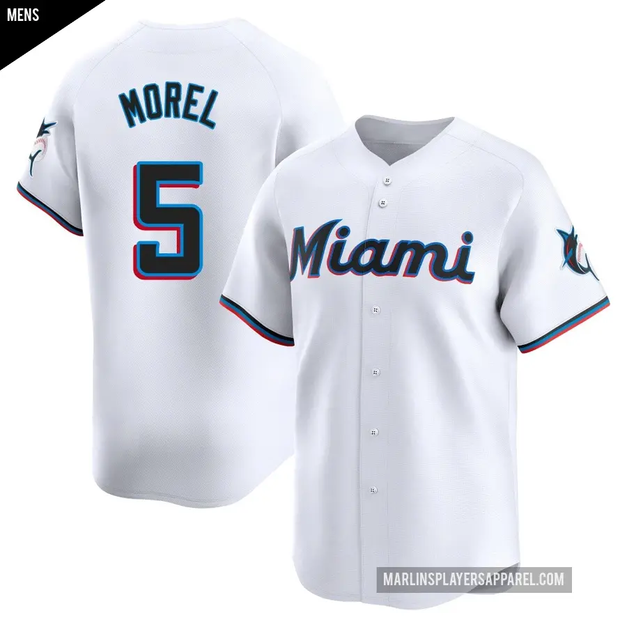 Men's Miami Marlins ＃5 Christopher Morel Limited White Home Jersey
