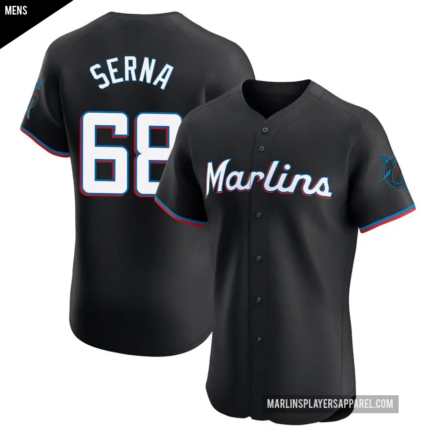 Men's Miami Marlins ＃68 Jared Serna Elite Black Alternate Vapor Premier Jersey
