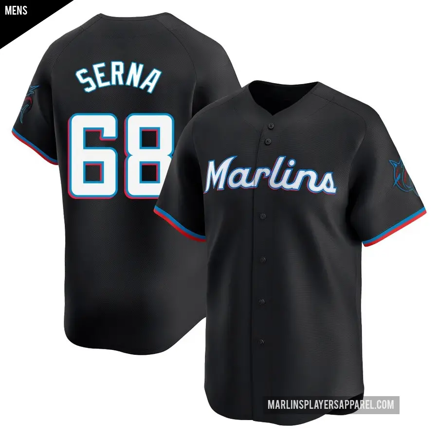 Men's Miami Marlins ＃68 Jared Serna Limited Black Alternate Jersey