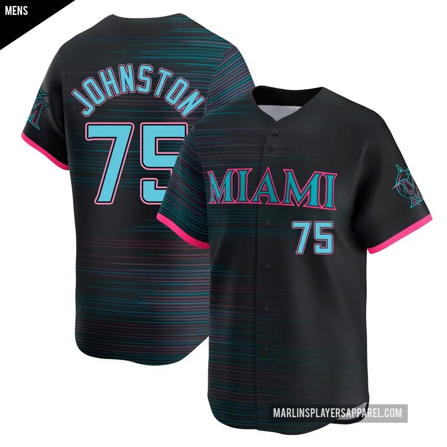 Men's Miami Marlins ＃75 Troy Johnston Limited Black 2025 City Connect Jersey
