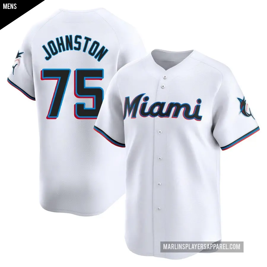 Men's Miami Marlins ＃75 Troy Johnston Limited White Home Jersey