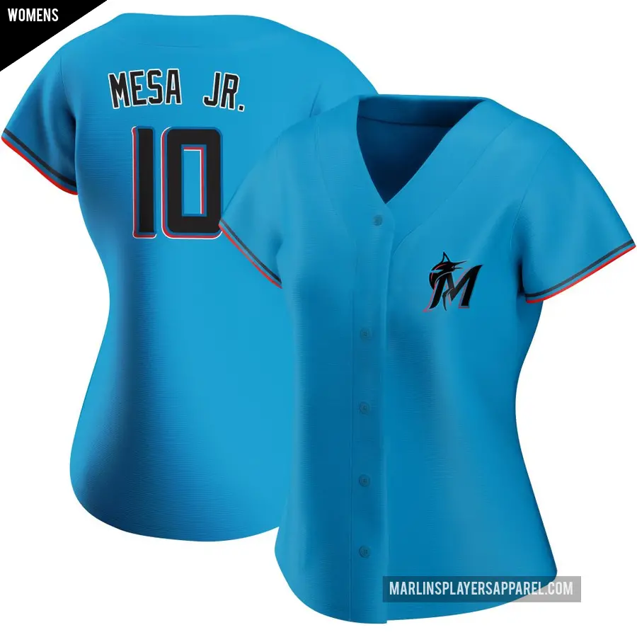 Women's Miami Marlins ＃10 Victor Mesa Jr. Replica Blue Alternate Jersey