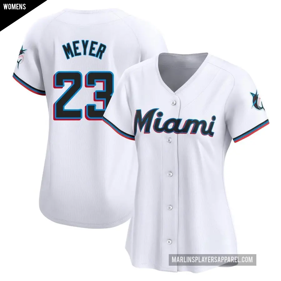 Women's Miami Marlins ＃23 Max Meyer Limited White Home Jersey