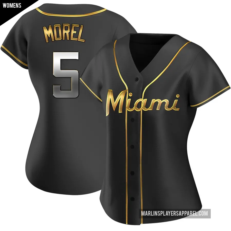 Women's Miami Marlins ＃5 Christopher Morel Replica Gold Black en Alternate Jersey