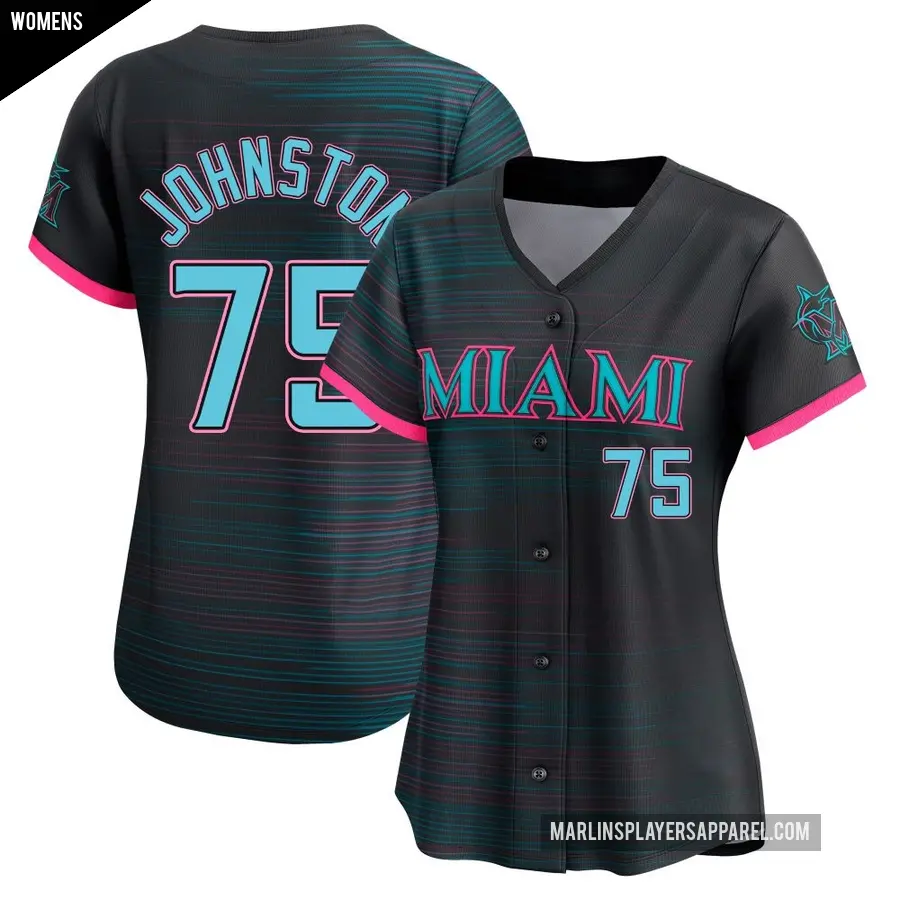 Women's Miami Marlins ＃75 Troy Johnston Limited Black 2025 City Connect Jersey