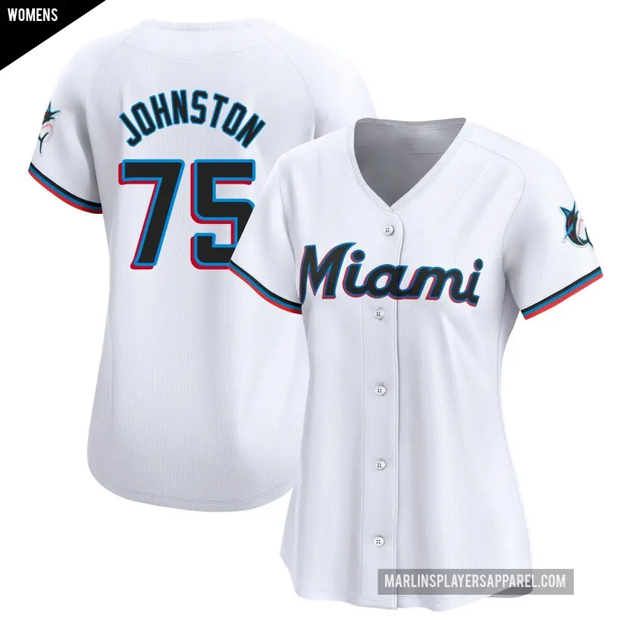 Women's Miami Marlins ＃75 Troy Johnston Limited White Home Jersey