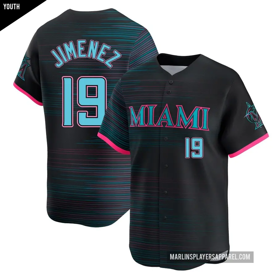 Youth Miami Marlins ＃19 Leo Jimenez Limited Black 2025 City Connect Jersey