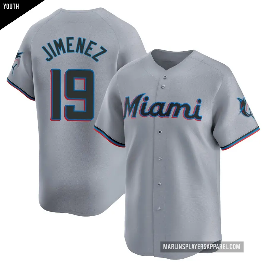 Youth Miami Marlins ＃19 Leo Jimenez Limited Gray Road Jersey
