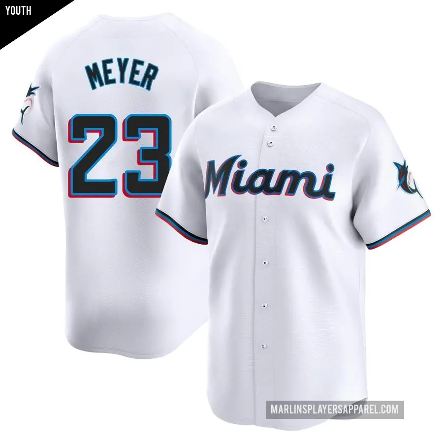 Youth Miami Marlins ＃23 Max Meyer Limited White Home Jersey