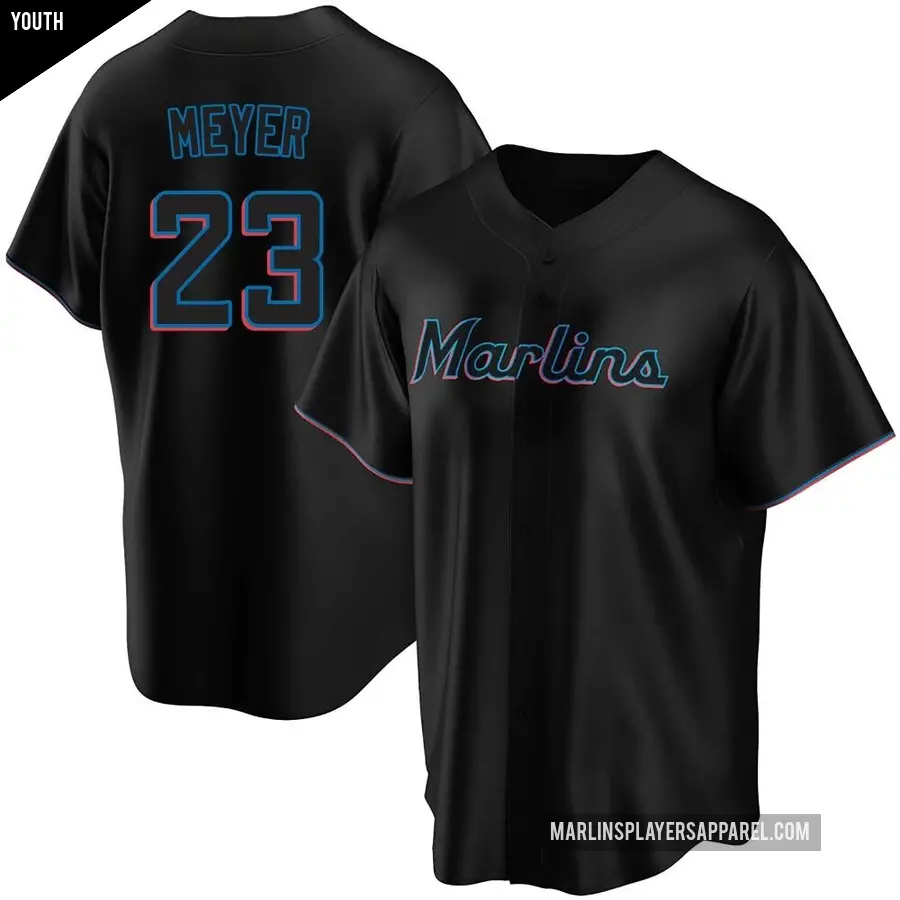 Youth Miami Marlins ＃23 Max Meyer Replica Black Alternate Jersey