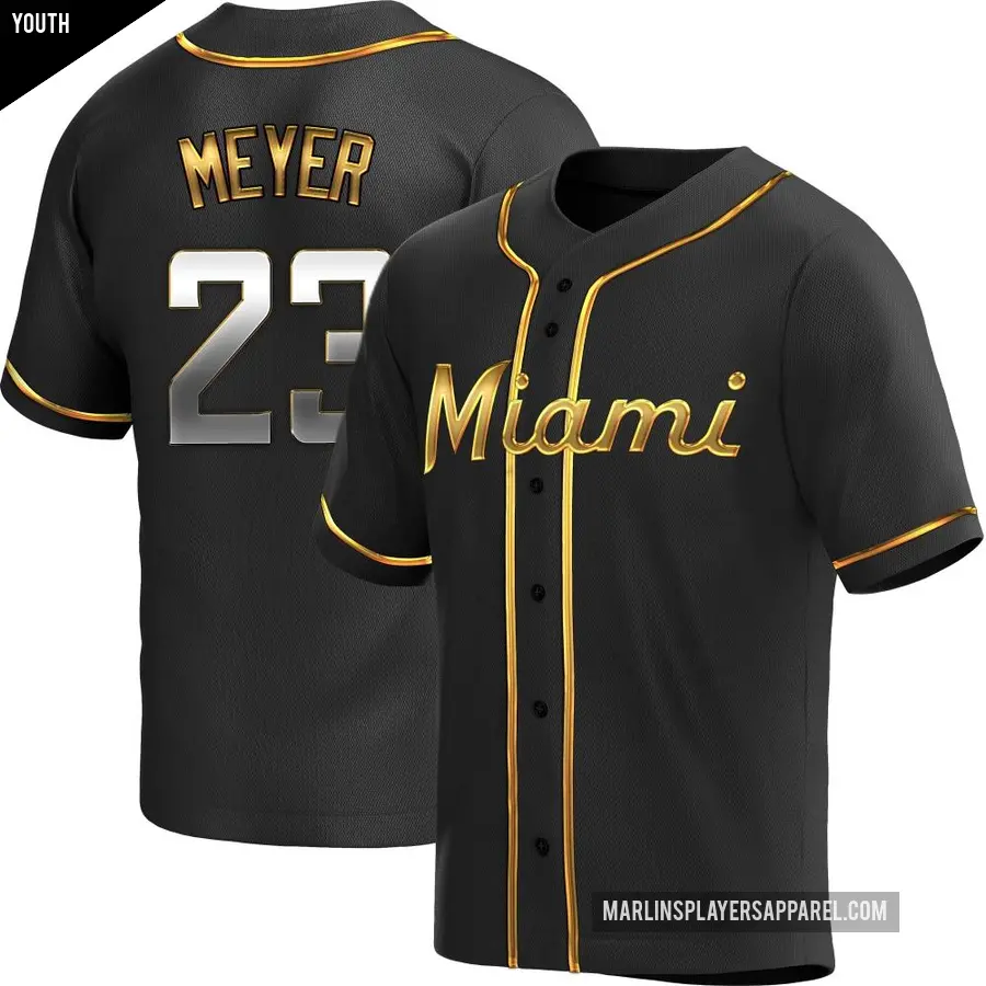 Youth Miami Marlins ＃23 Max Meyer Replica Gold Black en Alternate Jersey