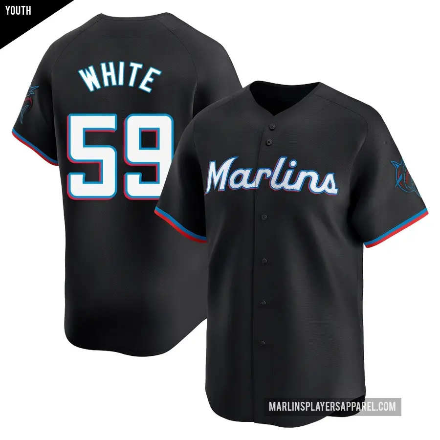 Youth Miami Marlins ＃59 Joshua White Limited White Black Alternate Jersey