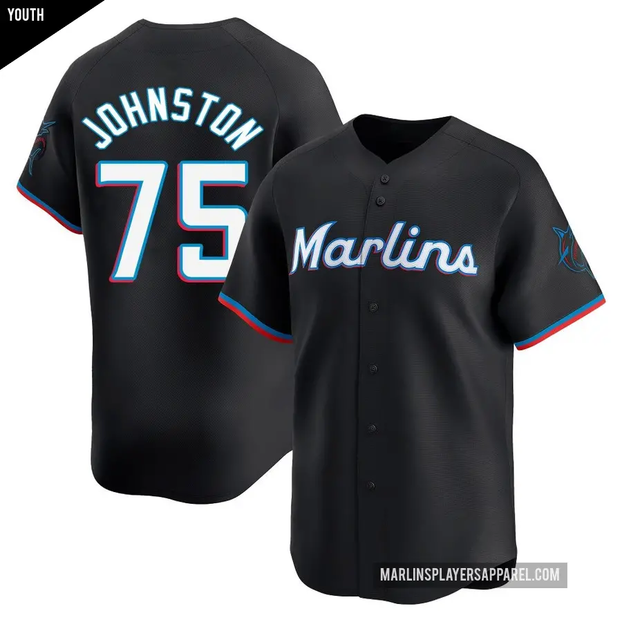 Youth Miami Marlins ＃75 Troy Johnston Limited Black Alternate Jersey