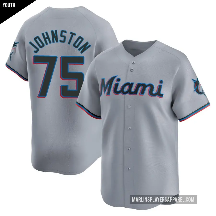 Youth Miami Marlins ＃75 Troy Johnston Limited Gray Road Jersey